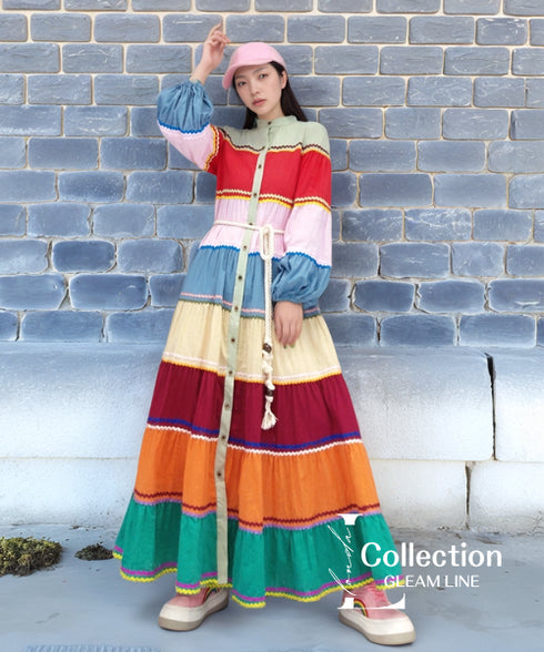 Colorful Striped Flare Dress